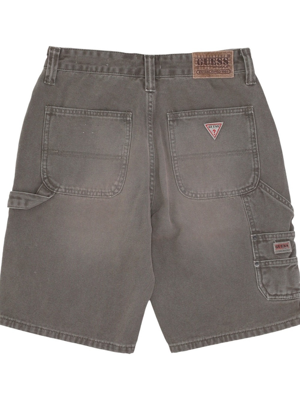 New GUESS Men's Charcoal Gray Cargo Shorts with Patch Logo SZ 32